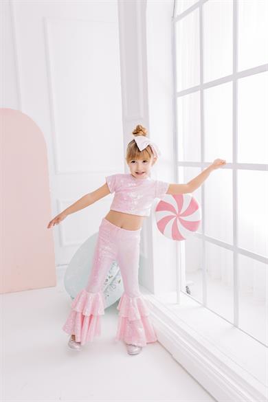PINK FRİLL TROUSERS OUTFIT (TAM TAKIM)