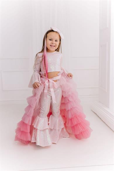 PINK FRILL WINTER TROUSER OUTFIT (TAM SET)
