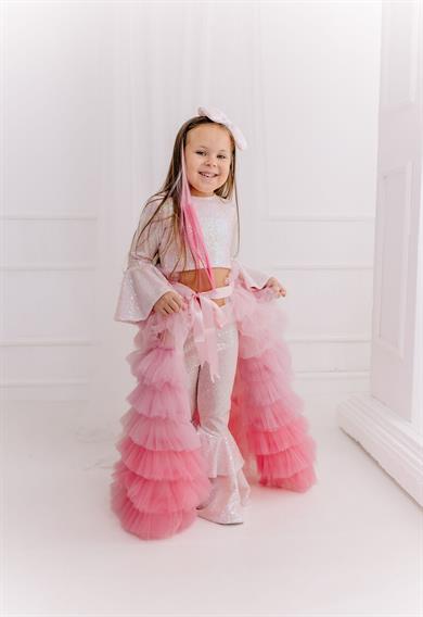 PINK FRILL WINTER TROUSER OUTFIT (TAM SET)