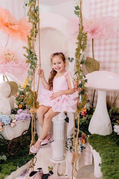 PINK RIBBON CROP AND BALLOON SKIRT