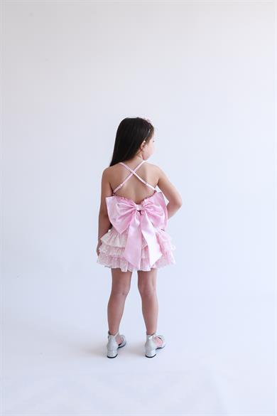 PINK RIBBON CROP AND FRILL SKIRT
