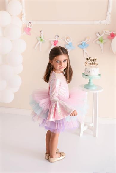 PINK SHINY WINTER TUTU DRESS