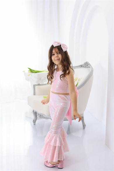 PINK SPARKLE TIDE FANTASY CROP AND TROUSER 