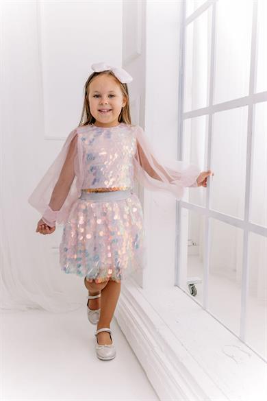 PINK SQUAMA BOHO CROP AND SKIRT