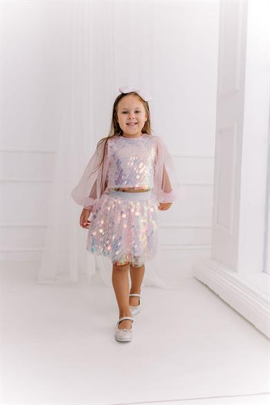 PINK SQUAMA BOHO CROP AND SKIRT