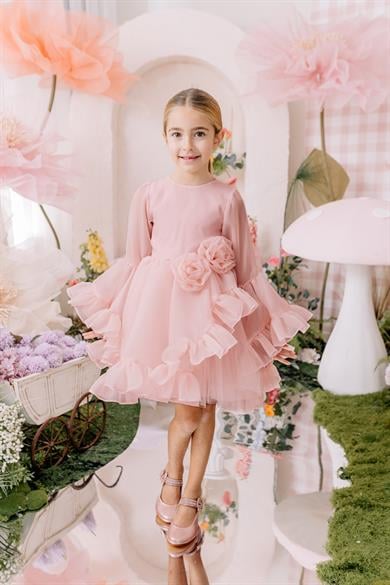 POWDER GARDENIA TULLE DRESS