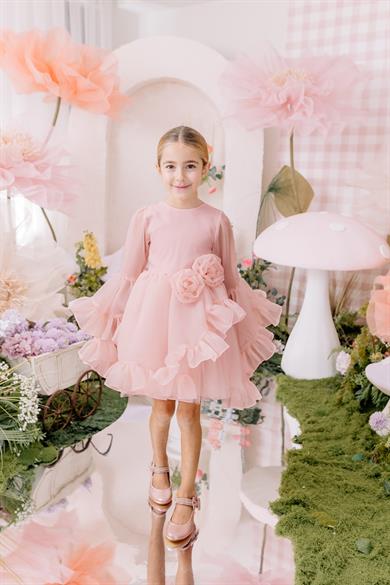 POWDER GARDENIA TULLE DRESS