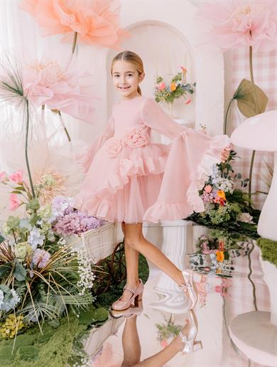 POWDER GARDENIA TULLE DRESS