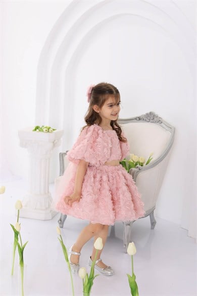POWDER IVORY BLOOM OUTFIT (CROP&SKIRT)