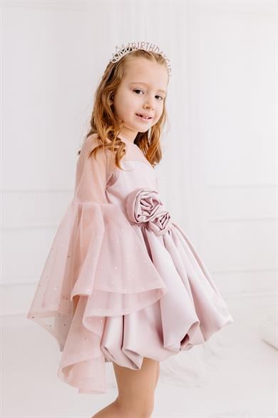 POWDER SATIN BALLOON DRESS