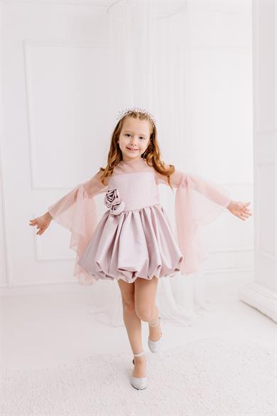 POWDER SATIN BALLOON DRESS