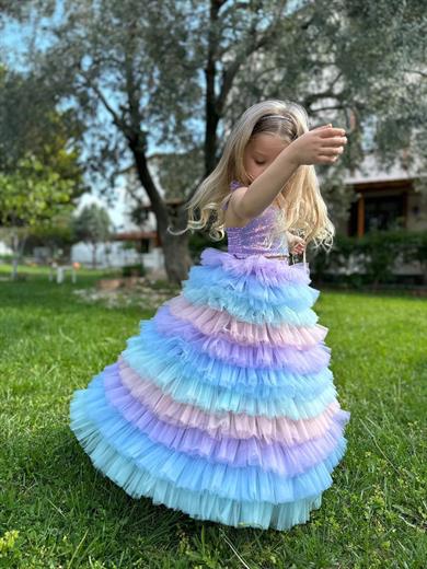 RAINBOW LONG TUTU SKIRT (TEK ETEK)
