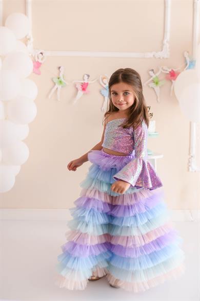 RAINBOW LONG TUTU SKIRT (TEK ETEK)