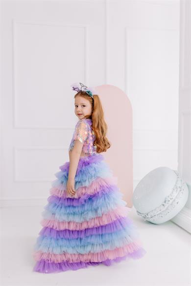 RAİNBOW SKIRT WITH  SQUAMA CROP 