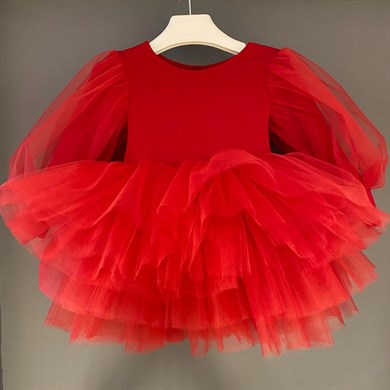 RED BOHO WINTER TUTU DRESS