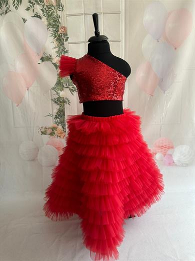 RED LONG TUTU SKIRT (TEK ETEK)