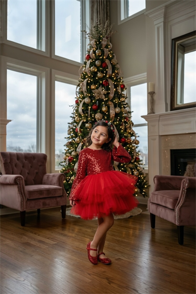 RED SHINY TUTU DRESS
