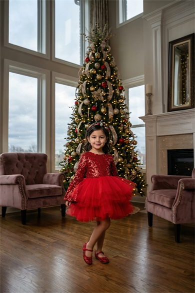 RED SHINY TUTU DRESS