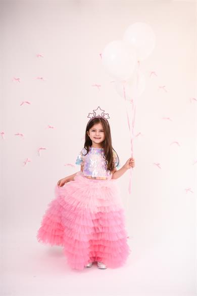 SUGAR CANDY LONG SKIRT& PINK OVERSIZE CROP TOP