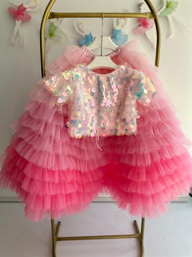 SUGAR CANDY LONG SKIRT& PINK OVERSIZE CROP TOP