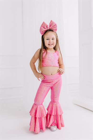 SUGAR PINK FRILL TROUSERS  AND SWANKY CROP