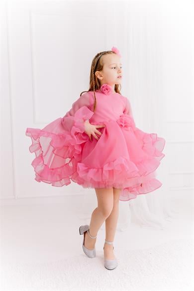 SUGAR PINK GARDENIA TULLE DRESS