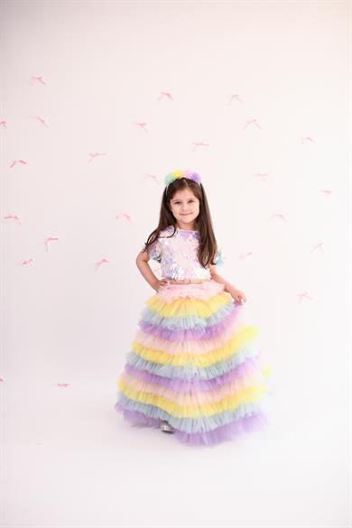 SUN SHINE LONG SKIRT&PINK SQUAMA CROP