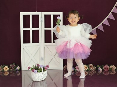 WHITE BOHO COLOR WINTER TUTU DRESS
