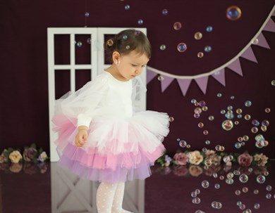 WHITE BOHO COLOR WINTER TUTU DRESS