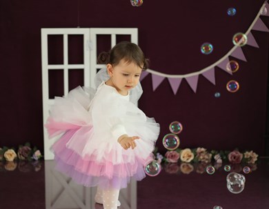 WHITE BOHO COLOR WINTER TUTU DRESS