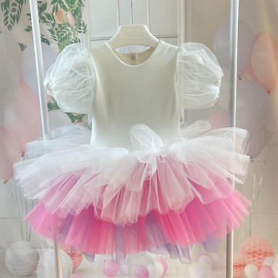 WHITE BOHO WITH COLORS TUTU DRESS