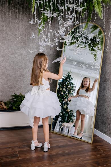 WHITE DIAMOND CROP AND BALLOON SKIRT