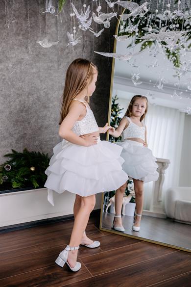 WHITE DIAMOND CROP AND BALLOON SKIRT