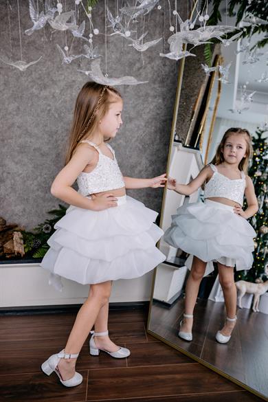 WHITE DIAMOND CROP AND BALLOON SKIRT
