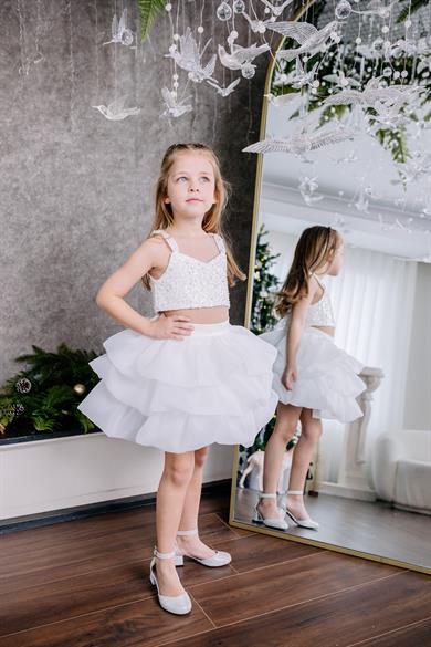 WHITE DIAMOND CROP AND BALLOON SKIRT