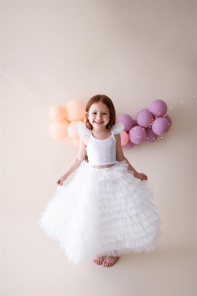 WHITE LONG TUTU SKIRT (TEK ETEK)