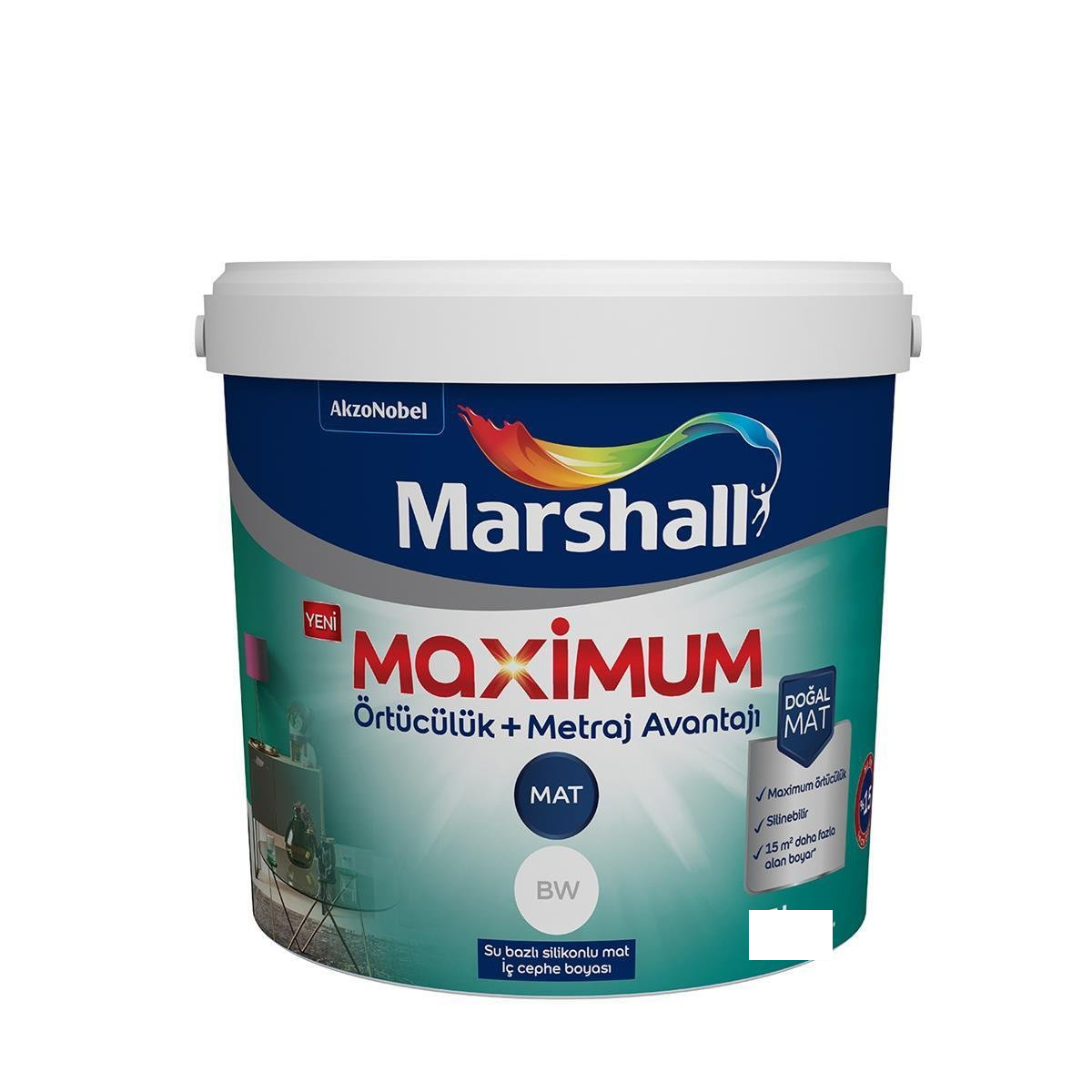 Marshall Maximum Mat Silikonlu Silinebilir İç Cephe Boyası 7.5 Lt