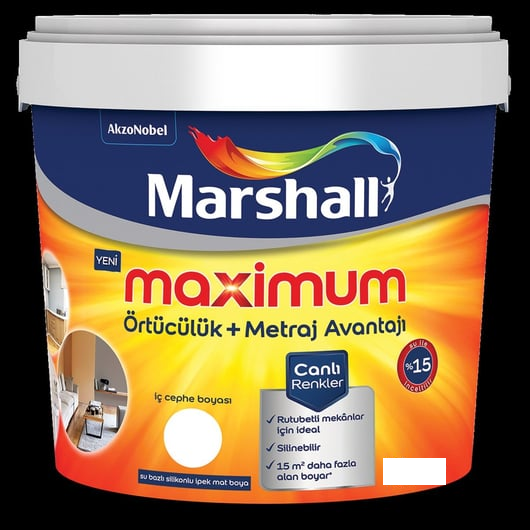 Marshall Maximum Silikonlu Silinebilir İç Cephe Boyası 7.5 Lt