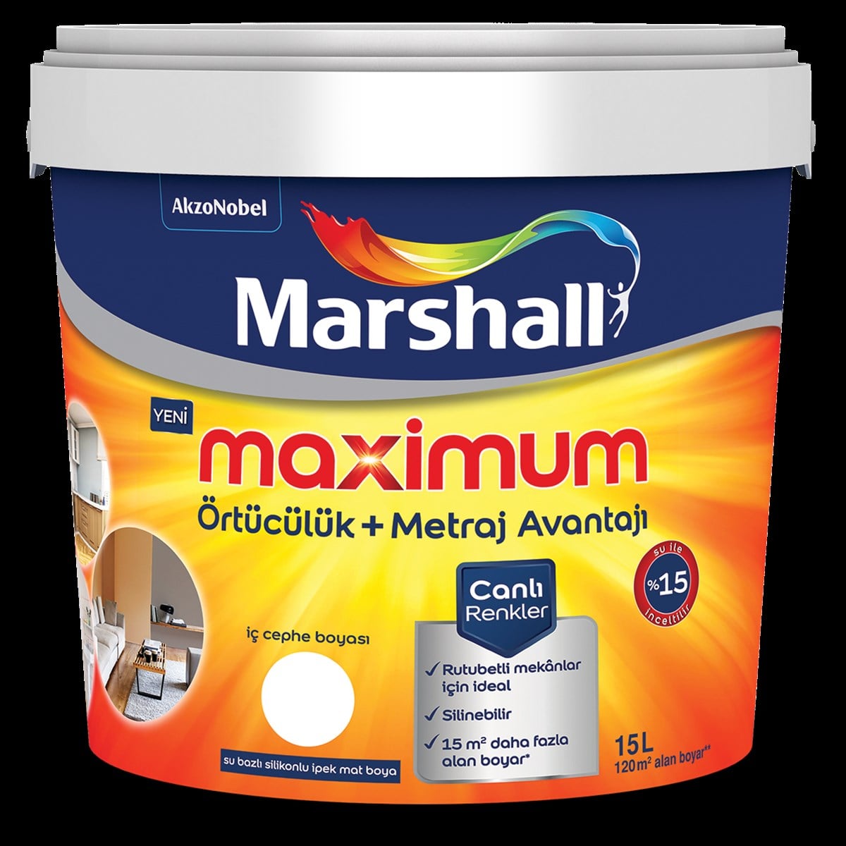 Marshall Maximum Silikonlu Silinebilir İç Cephe Boyası 15 Lt