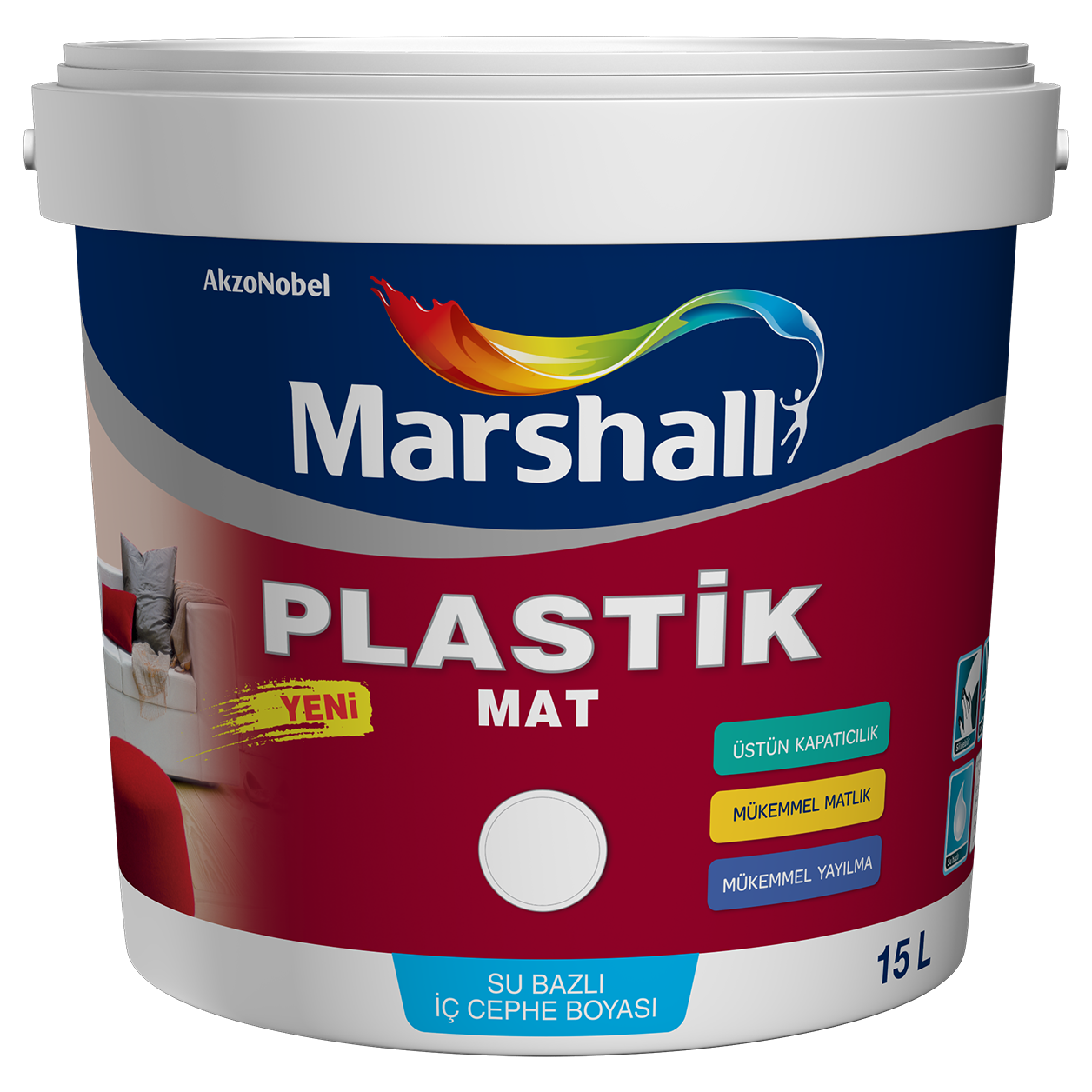 Marshall  Antrasit Gri Ral 7016 Plastik Mat Silinebilir Iç Duvar Boyası 2.5 Lt
