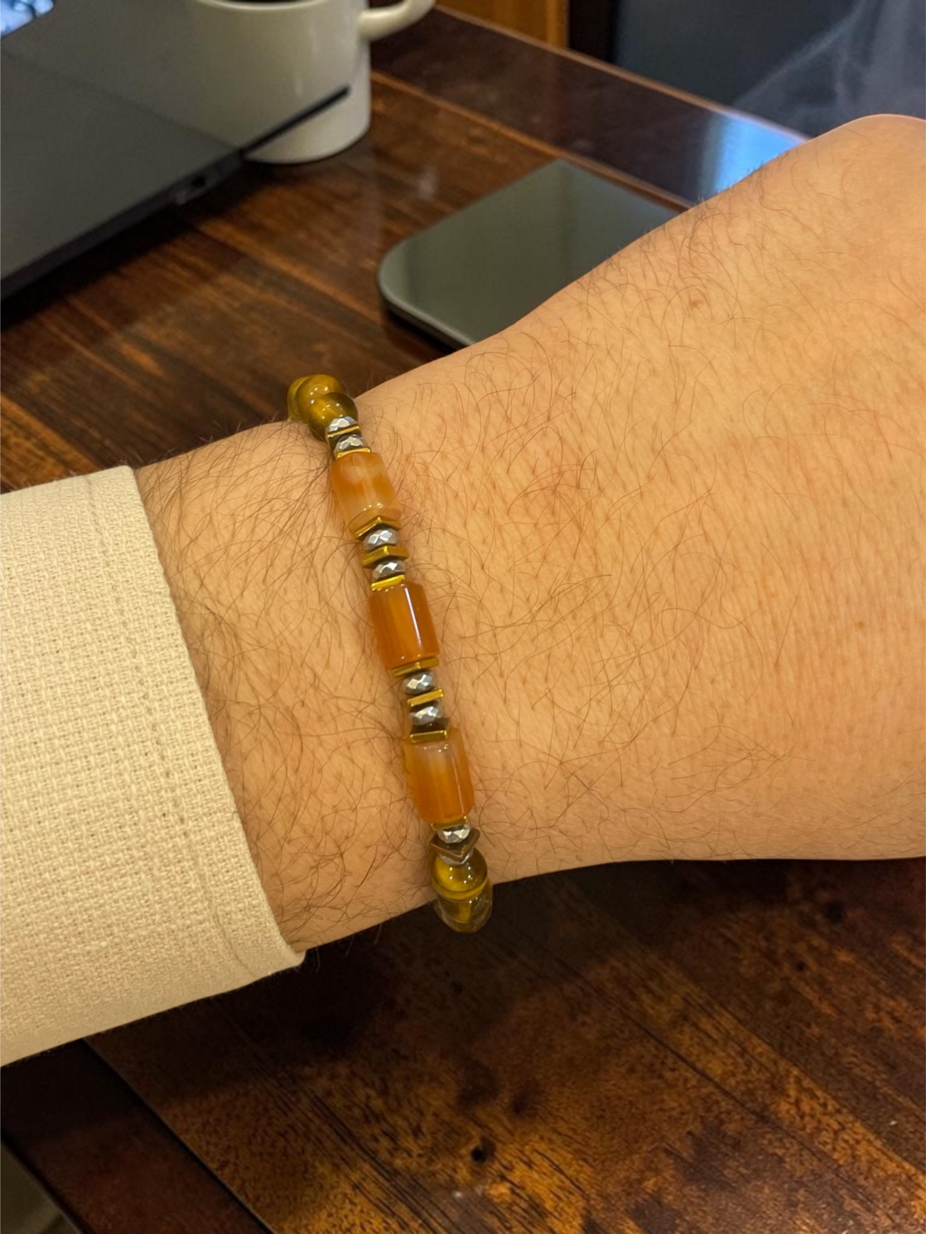 Kaplan Gözü Doğal Taş Özel Tasarım Erkek BileklikAkik Doğal Taş Erkek Bileklik | PiedraJewelsPiedraJewels