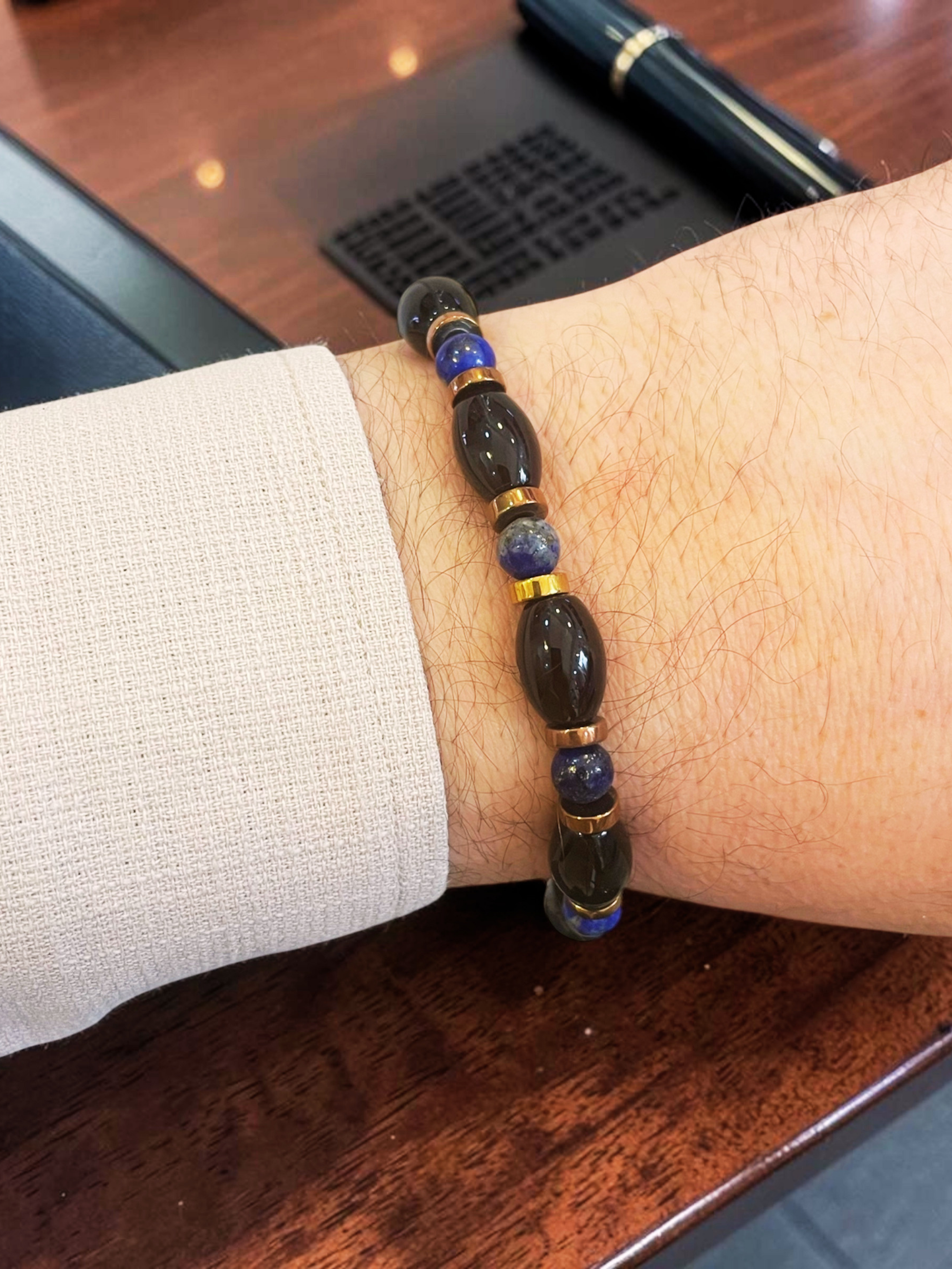 Lapis Lazuli Akik Doğal Taş Özel Tasarım Erkek BileklikAkik Doğal Taş Erkek Bileklik | PiedraJewelsPiedraJewels