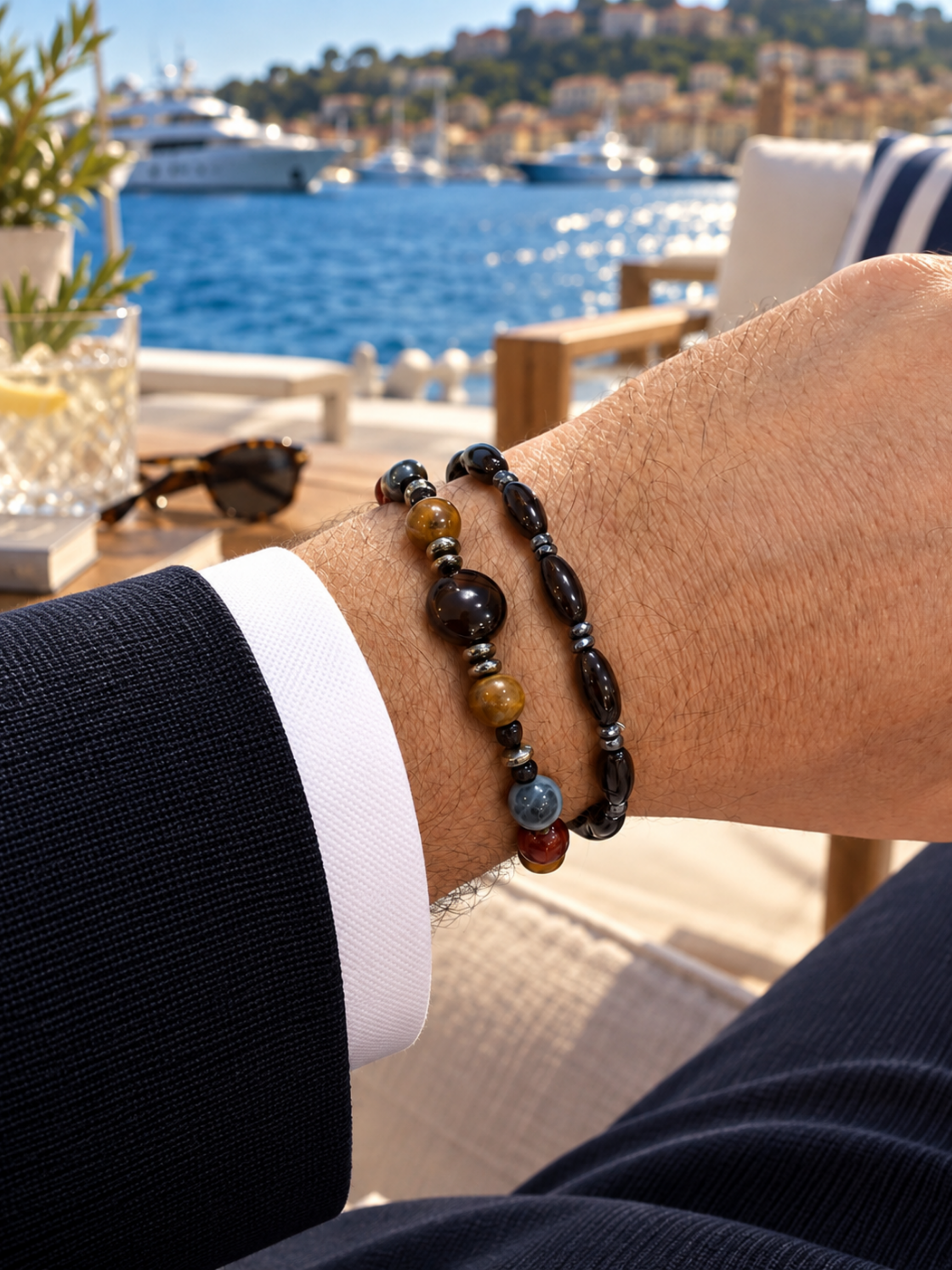 Oniks ve Akik Özel Tasarım Bileklik KombiniLapis ve hematit doğal taş Bileklik | PiedraJewelsPiedraJewels