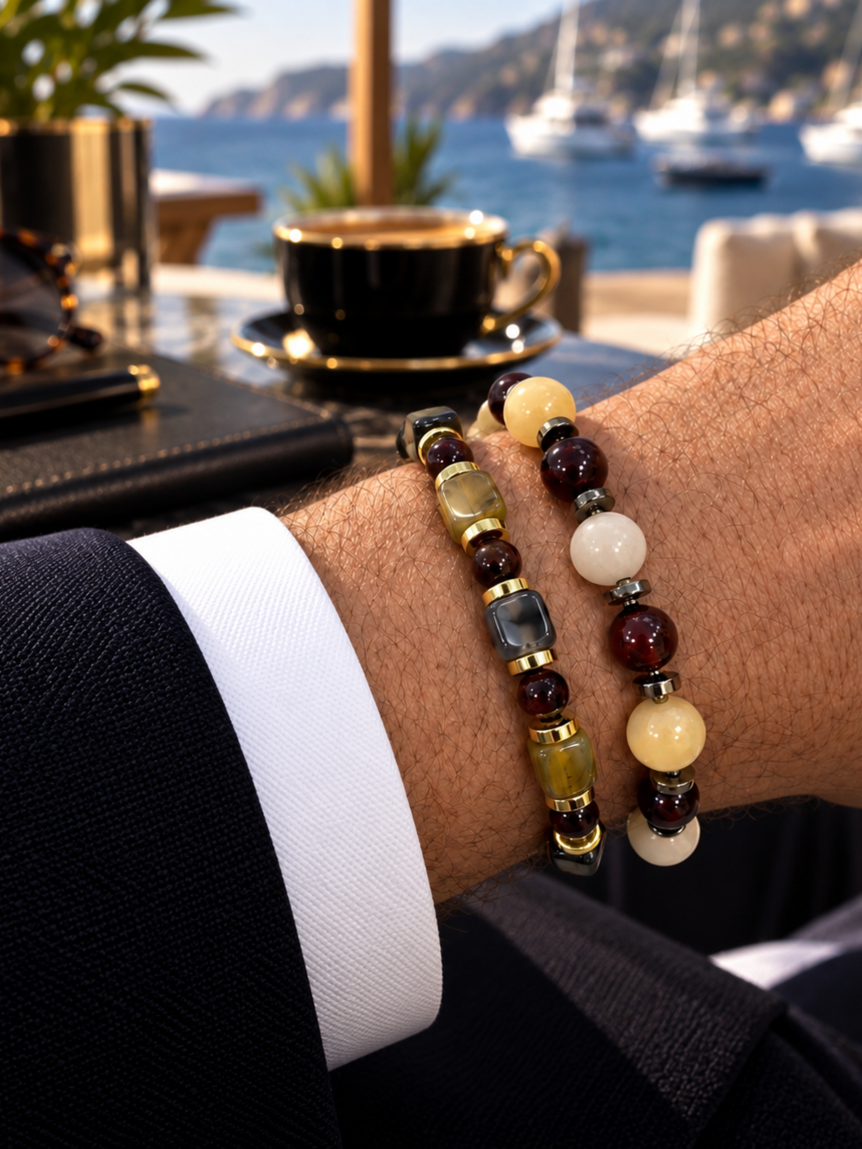 Sitrin Şahin Gözü ve Akik Özel Tasarım Bileklik KombiniHematit ve kedi gözüdoğal taş Bileklik | PiedraJewelsPiedraJewels