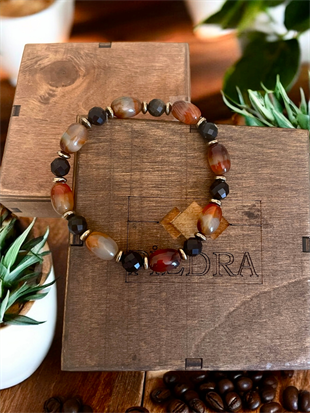 Akik ve Obsidyen Doğal Taş Özel Tasarım Erkek BileklikAkik Obsidyen Erkek Bileklik | PiedraJewelsPiedraJewels