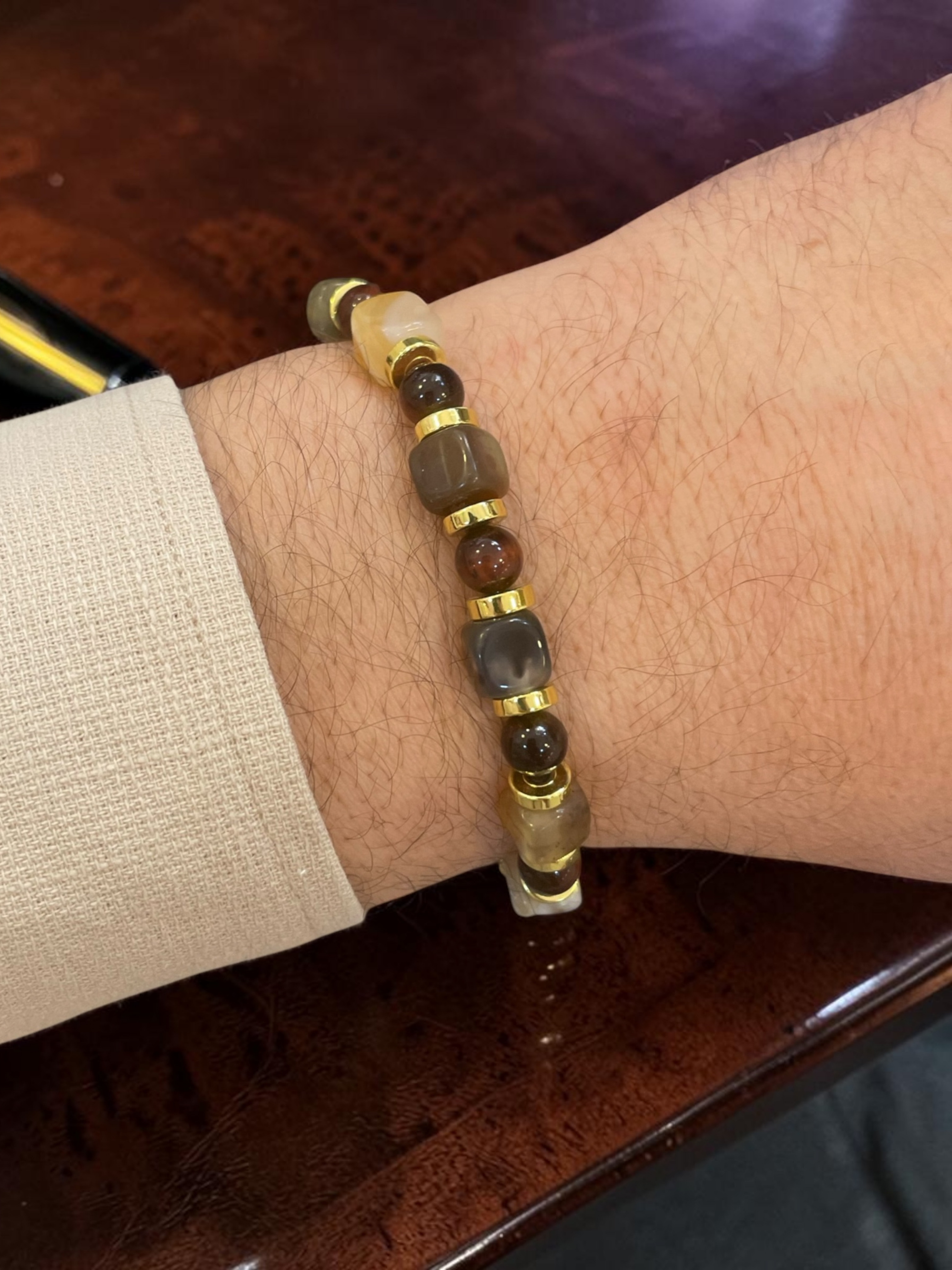 Akik Doğal Taş Özel Tasarım Erkek BileklikYeşil Kpalan Gözü Doğal Taş Erkek Bileklik | PiedraJewelsPiedraJewels
