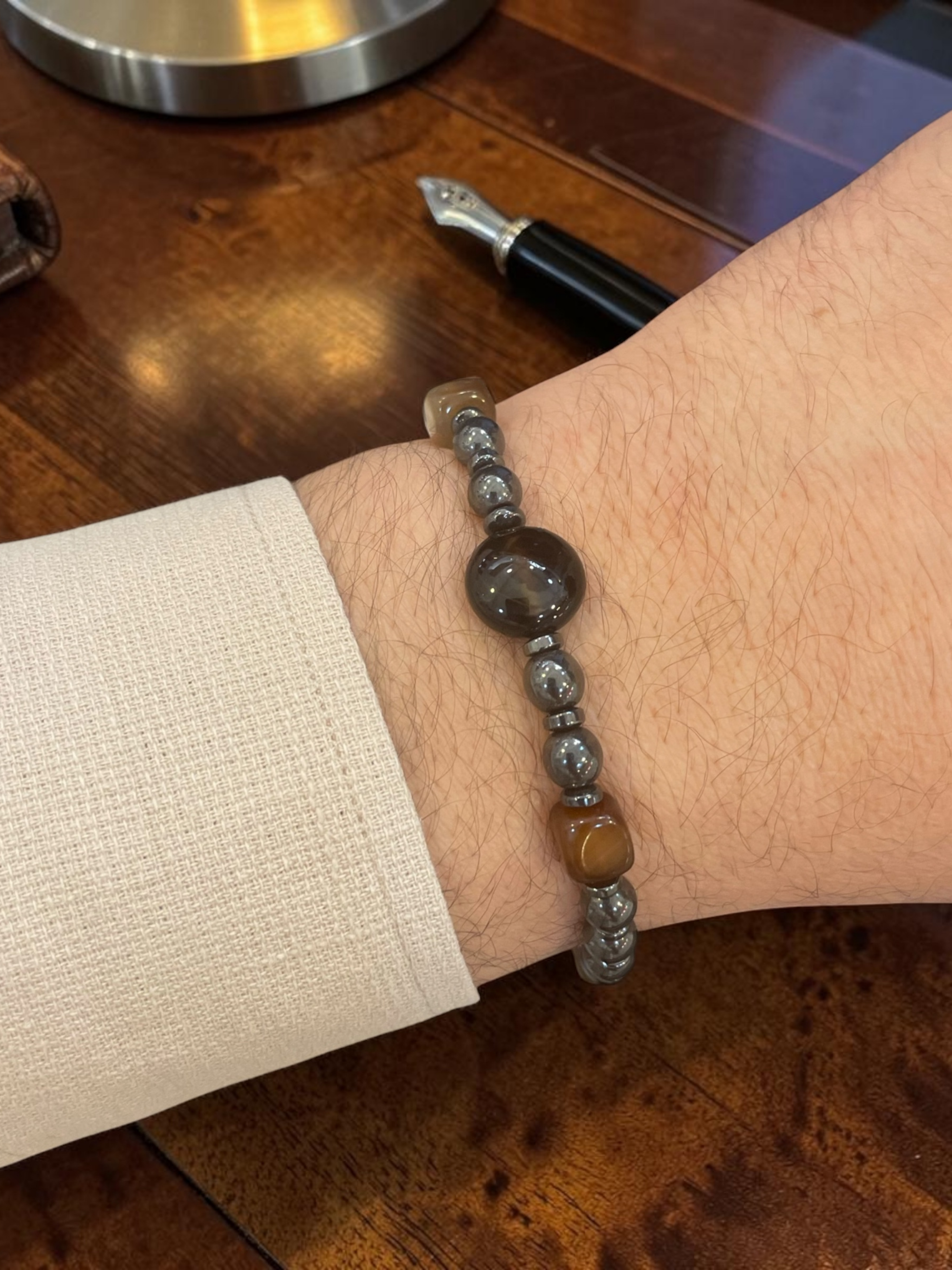 Akik ve Hematit Doğal Taş Özel Tasarım Erkek BileklikHematit  Doğal Taş Erkek Bileklik | PiedraJewelsPiedraJewels