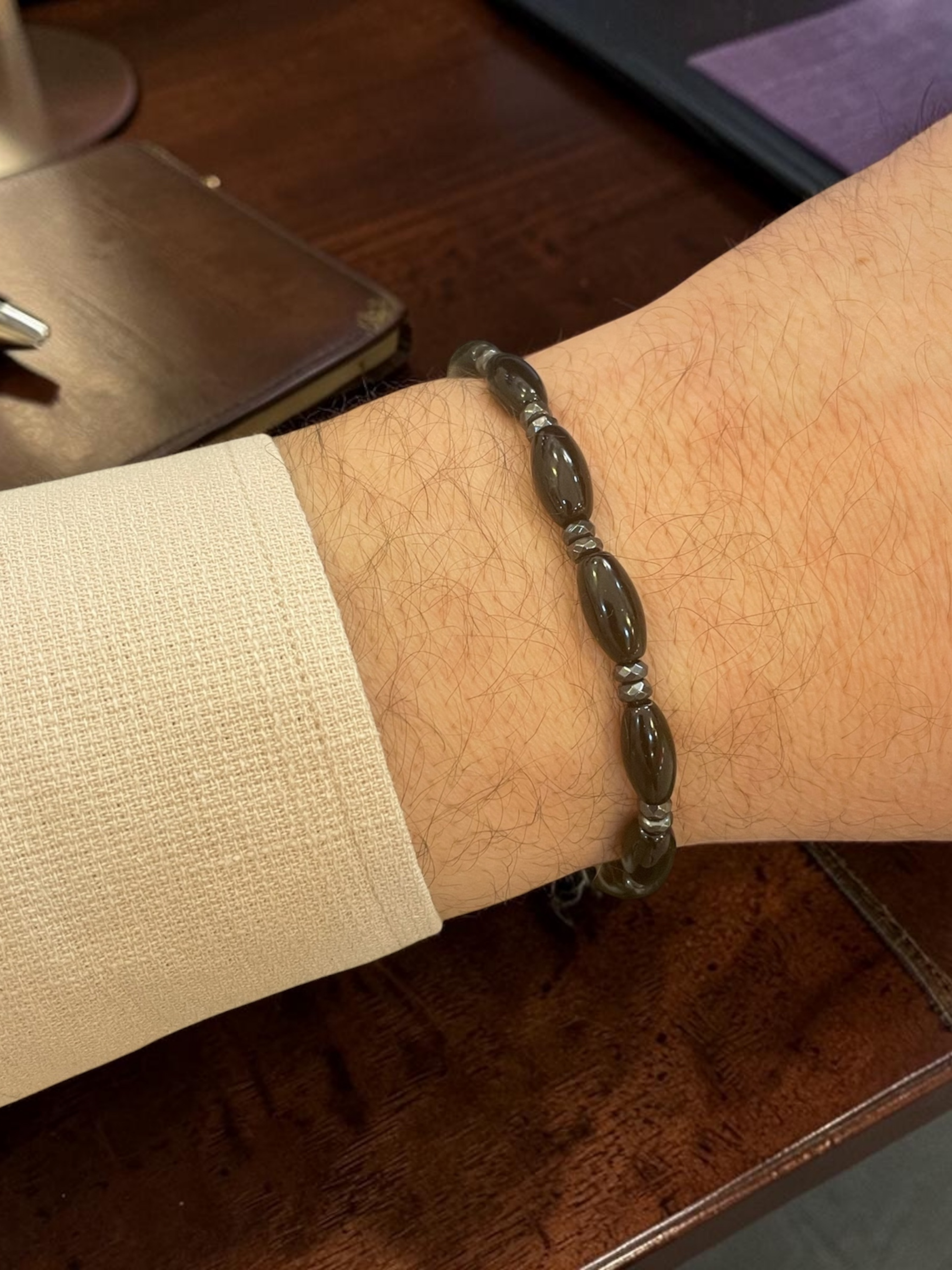 Oniks ve Hematit Doğal Taş Özel Tasarım Erkek BileklikKaplan Gözü Doğal Taş Erkek Bileklik | PiedraJewelsPiedraJewels