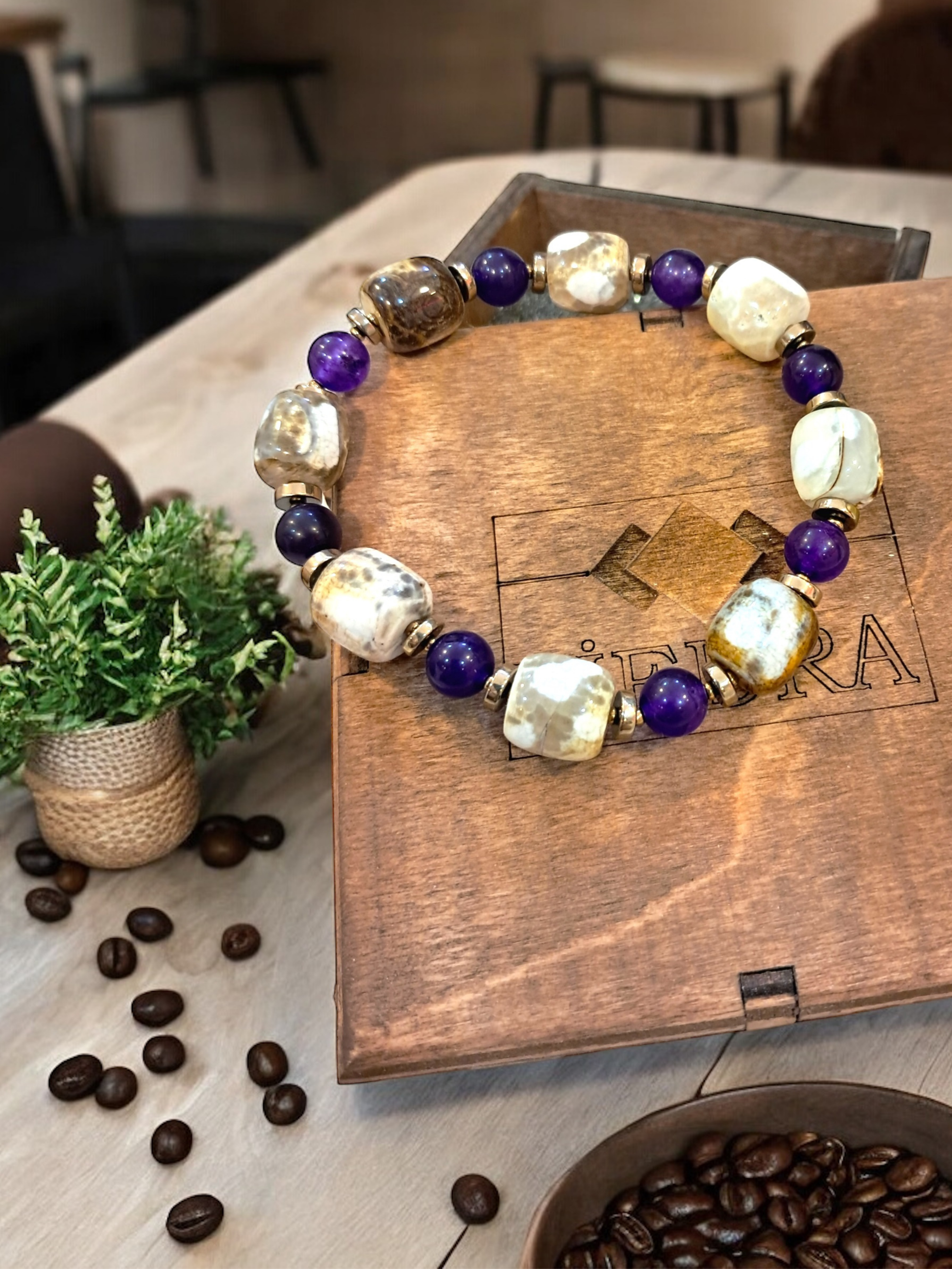 Piedra Jewels Özel Tasarım Akik ve AmetistBileklikPiedra Jewels Özel Tasarım Akik ve Ametist BileklikPiedraJewels