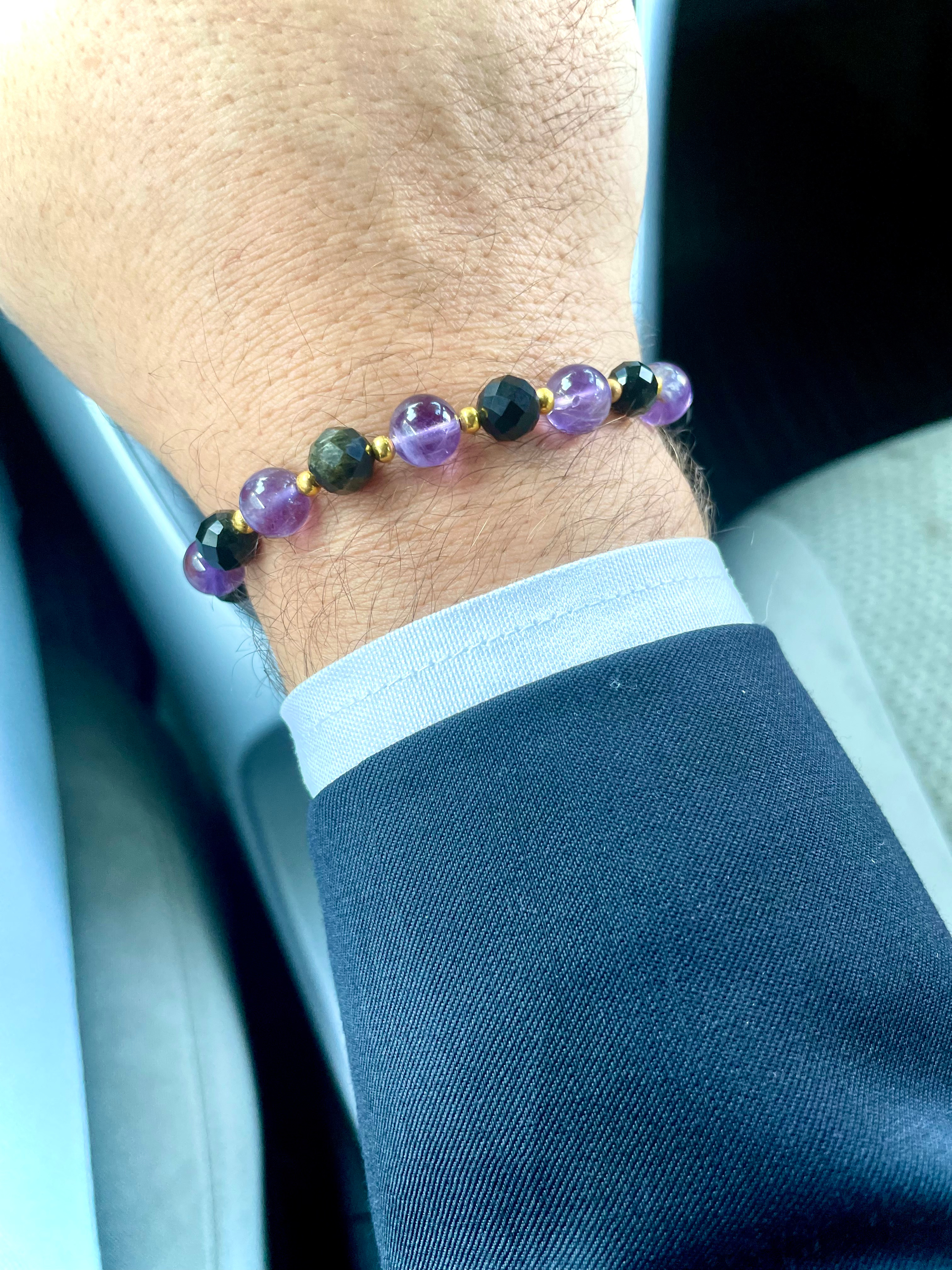 Piedra Jewels Özel Tasarım Ametist ve Obsidyen BileklikPiedra Jewels Özel Tasarım Ametist ve Obsidyen BileklikPiedraJewels